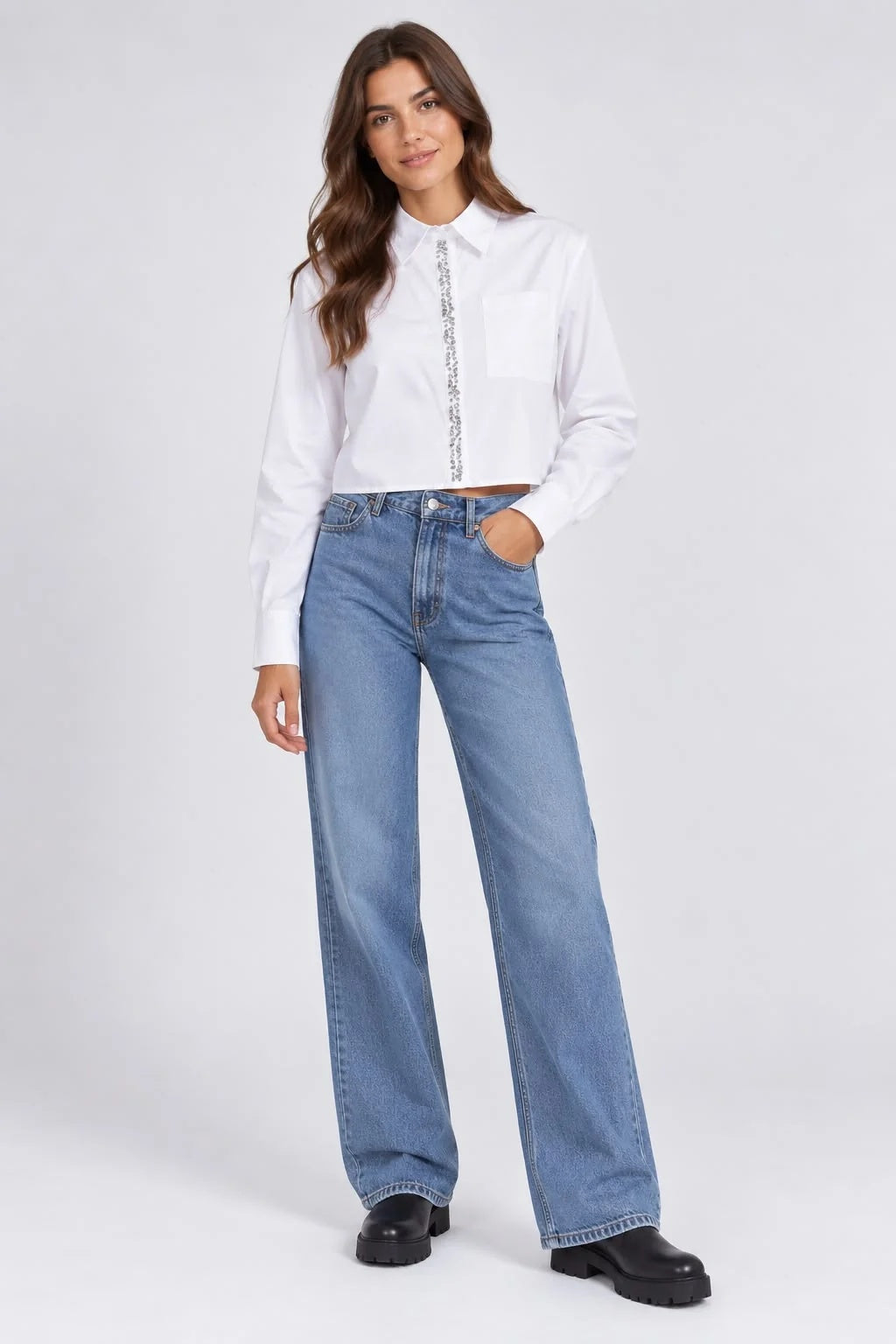 Camicia Rumaya L/S Cropped Emb Shirt Wvn Only 