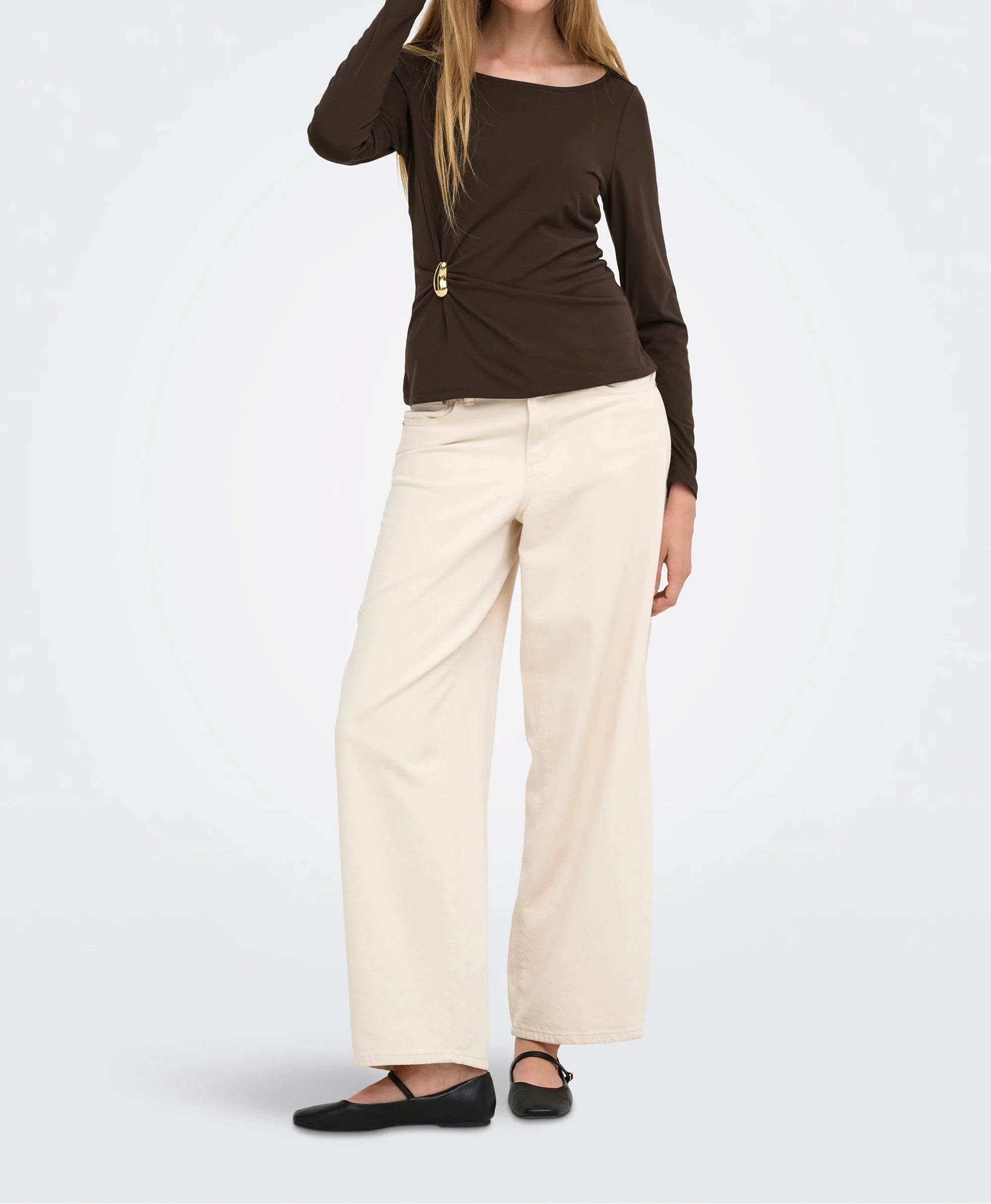 Top Elena L/S Boatneck Metal Top Jrs Only 