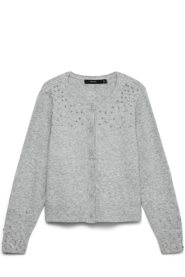 Cardigan Donna Vero Moda VMBONNIE con Strass Light Grey Melange 667297 