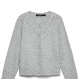 Cardigan Donna Vero Moda VMBONNIE con Strass Light Grey Melange 667297 