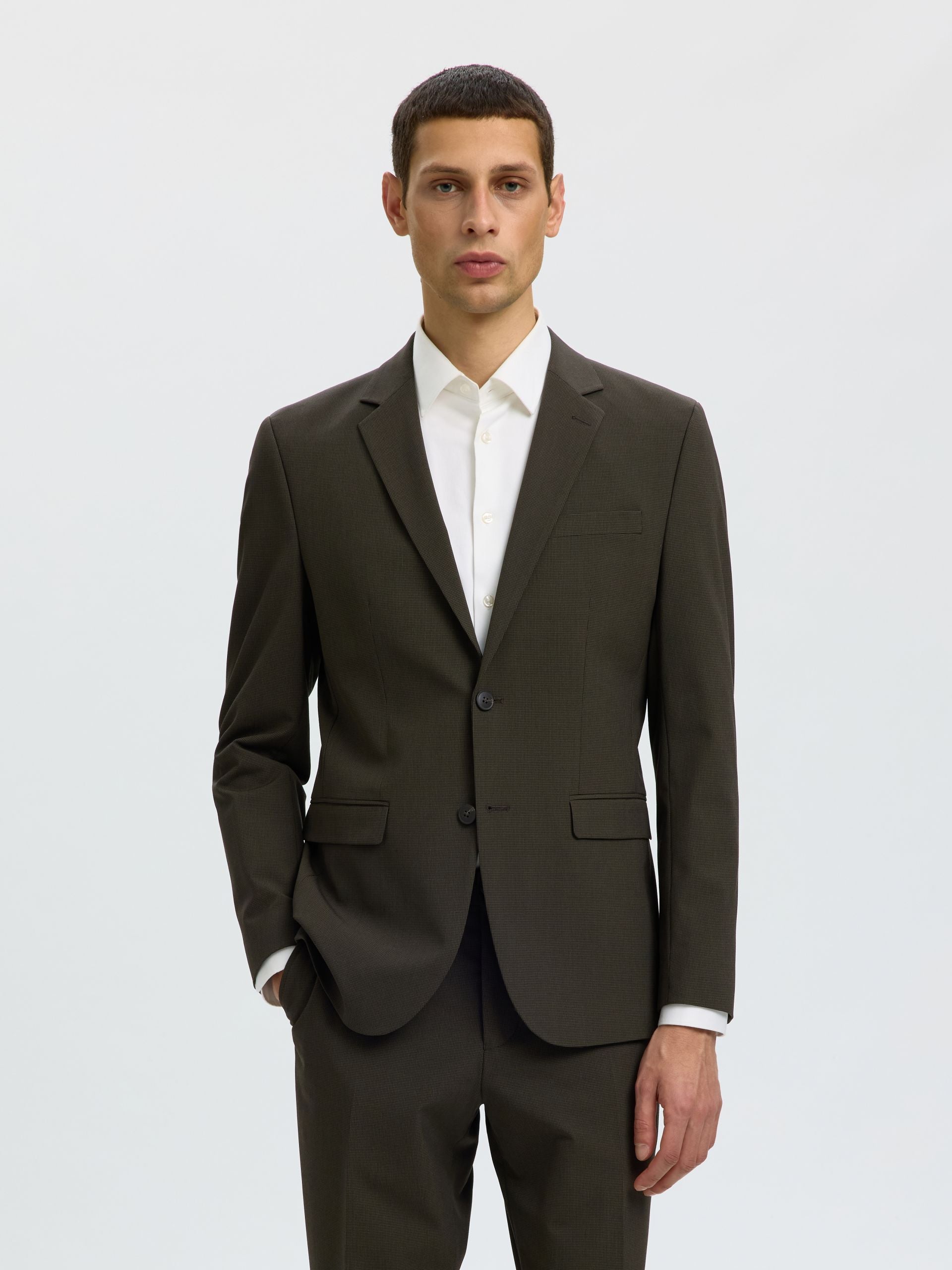 Giacca Uomo Selected Homme Liam Slim Fit Pied-de-Poule Marrone 16094325 