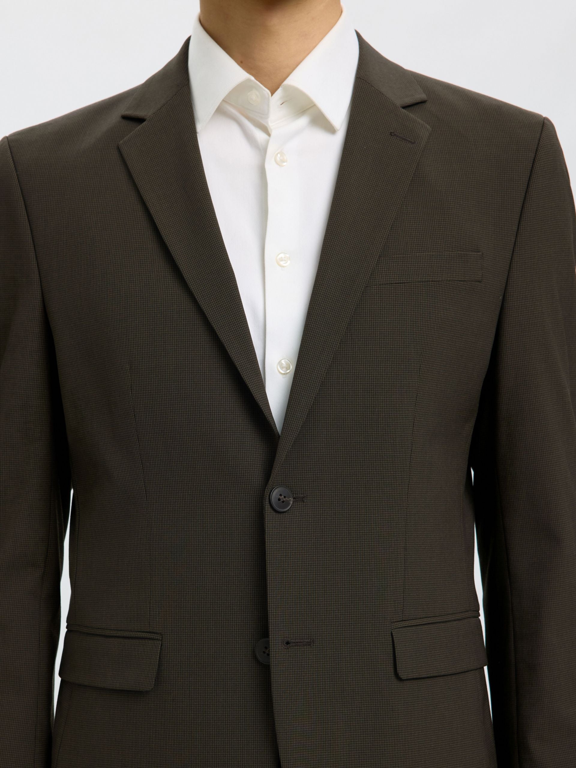 Giacca Uomo Selected Homme Liam Slim Fit Pied-de-Poule Marrone 16094325 
