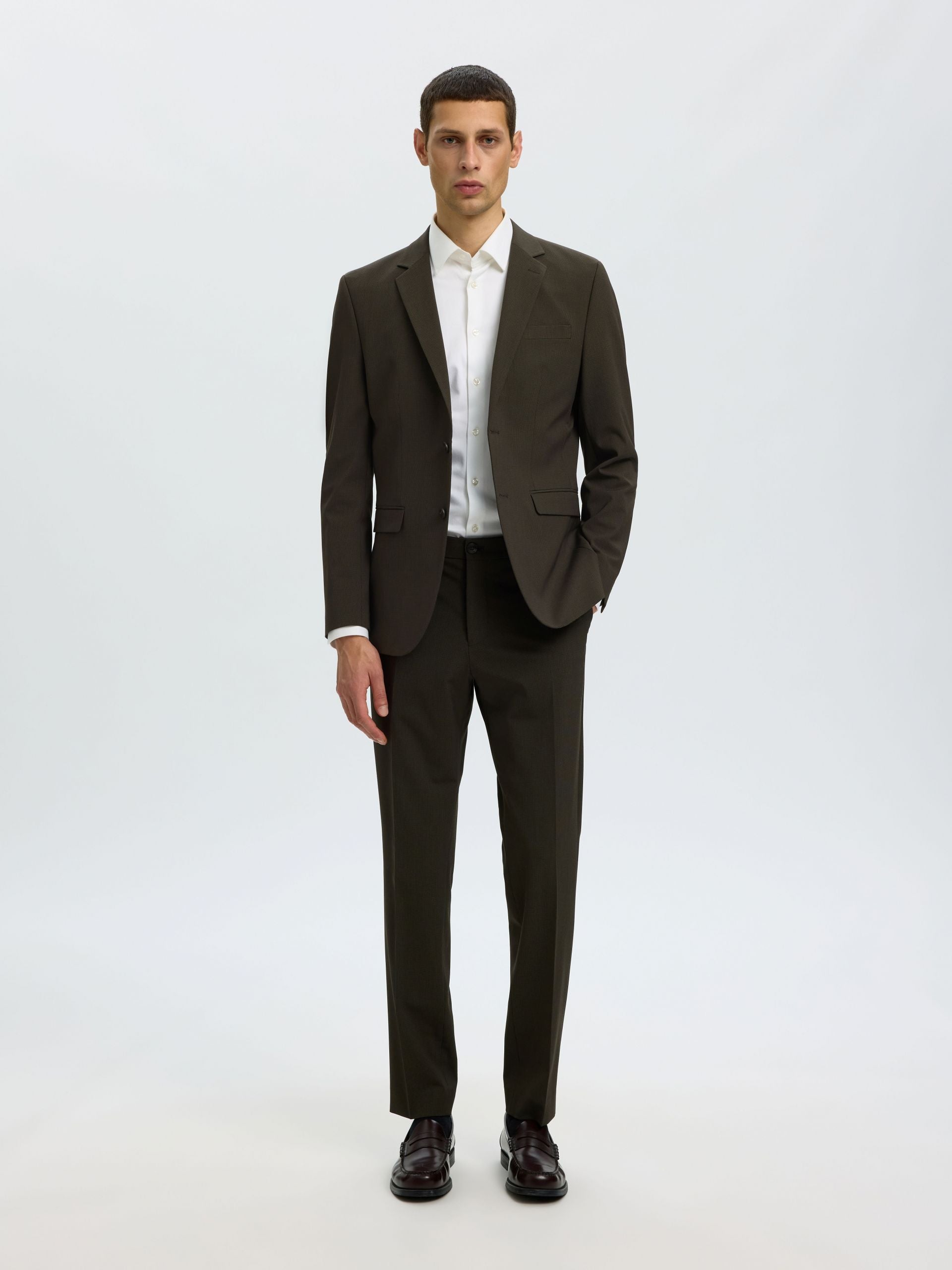 Giacca Uomo Selected Homme Liam Slim Fit Pied-de-Poule Marrone 16094325 