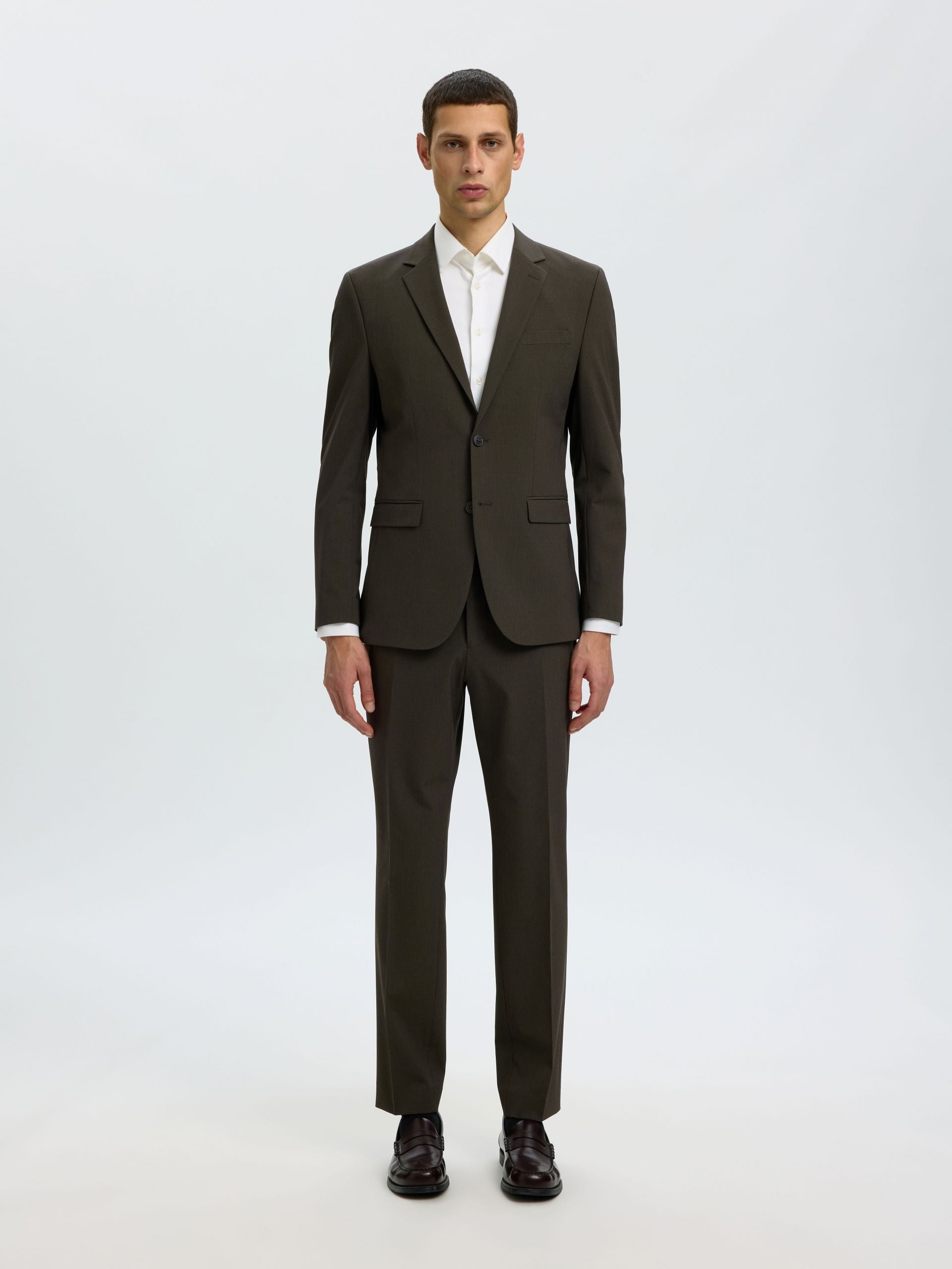 Giacca Uomo Selected Homme Liam Slim Fit Pied-de-Poule Marrone 16094325 
