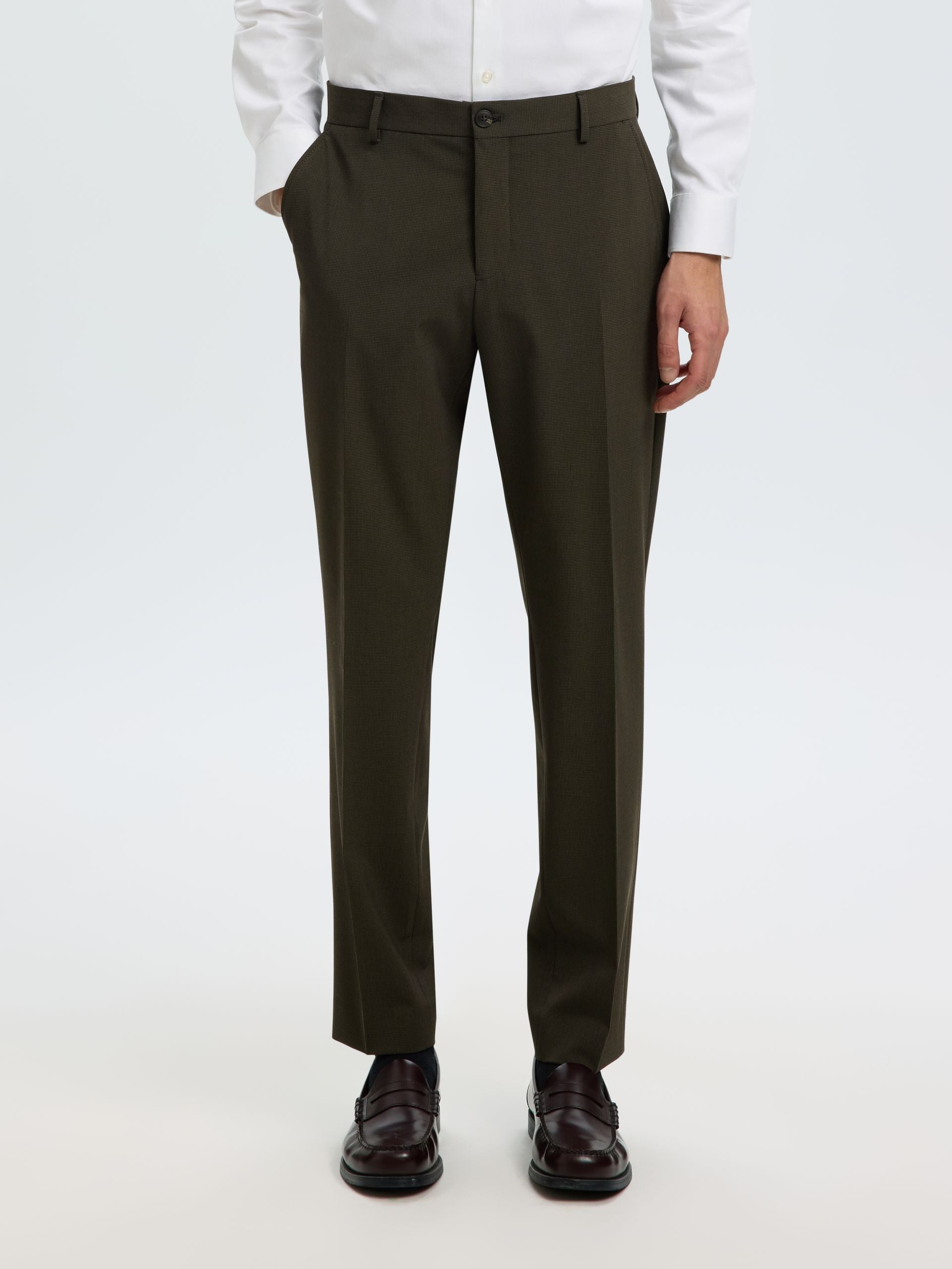 Pantalone Uomo Selected Homme Liam Slim Fit Pied-de-Poule Marrone 16094326 