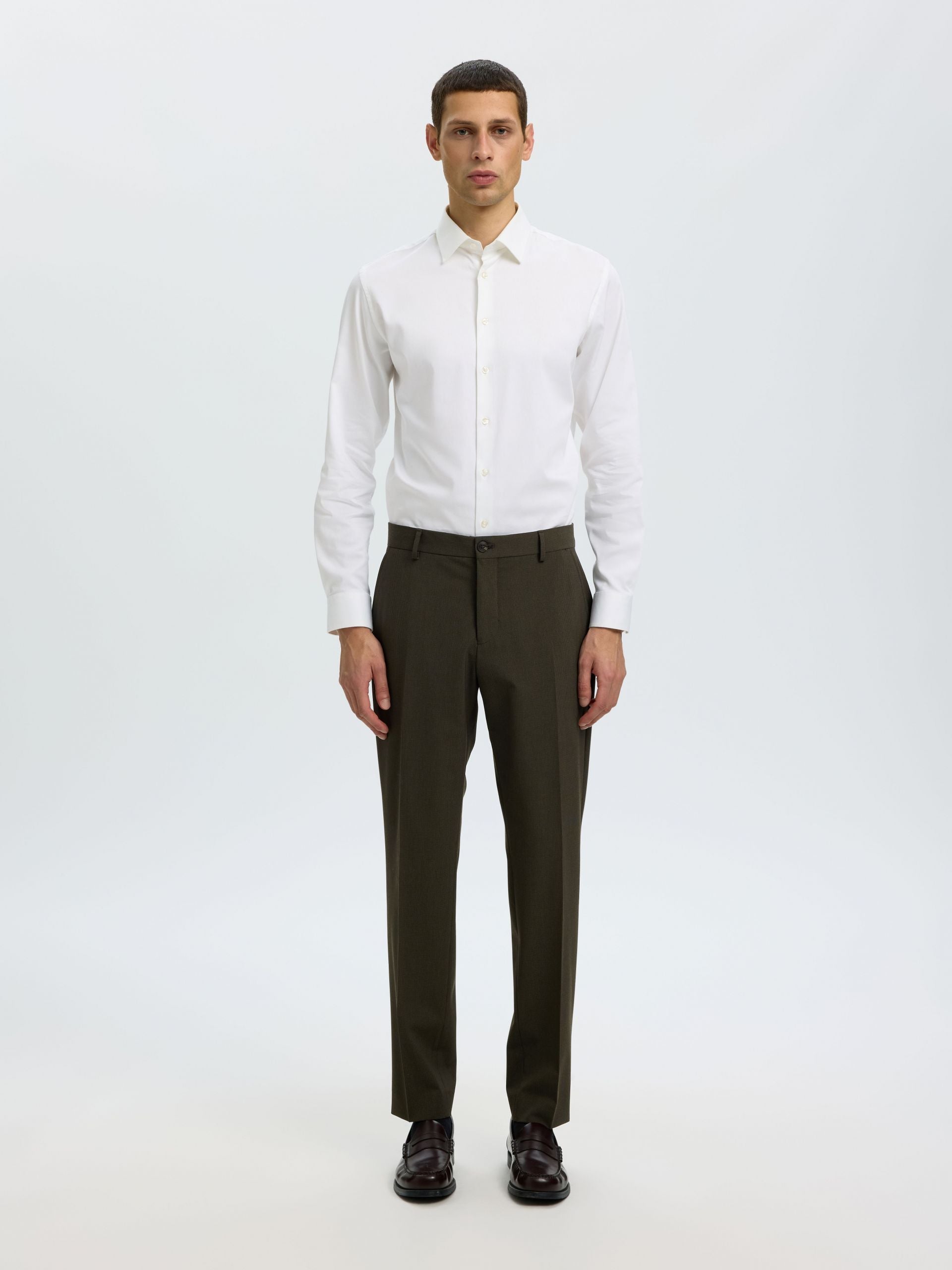 Pantalone Uomo Selected Homme Liam Slim Fit Pied-de-Poule Marrone 16094326 